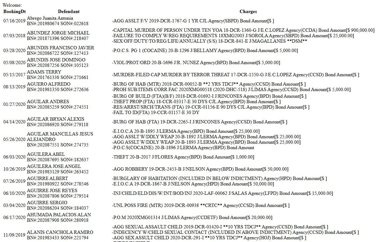Brownsville Released Inmates Cameron County Inmate List