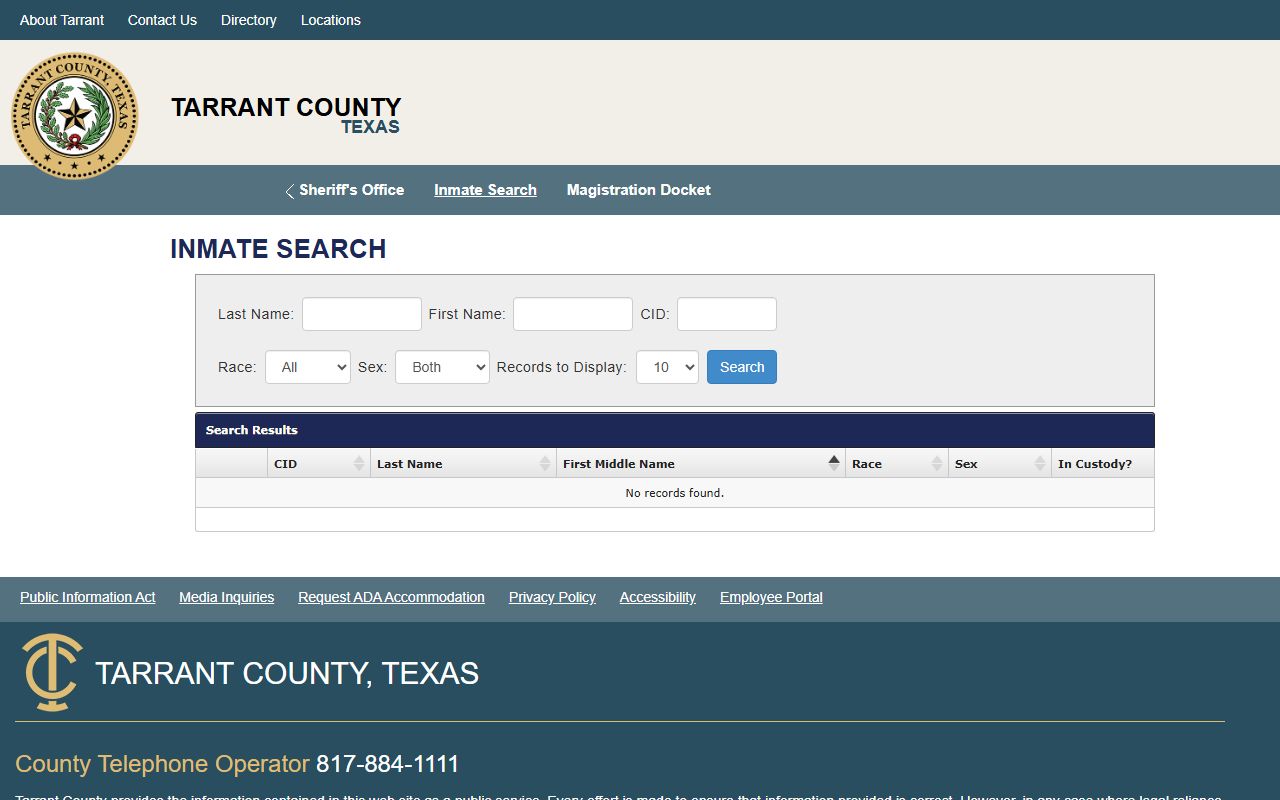 Fort Worth Released Inmates Tarrant County Inmate Search Portal