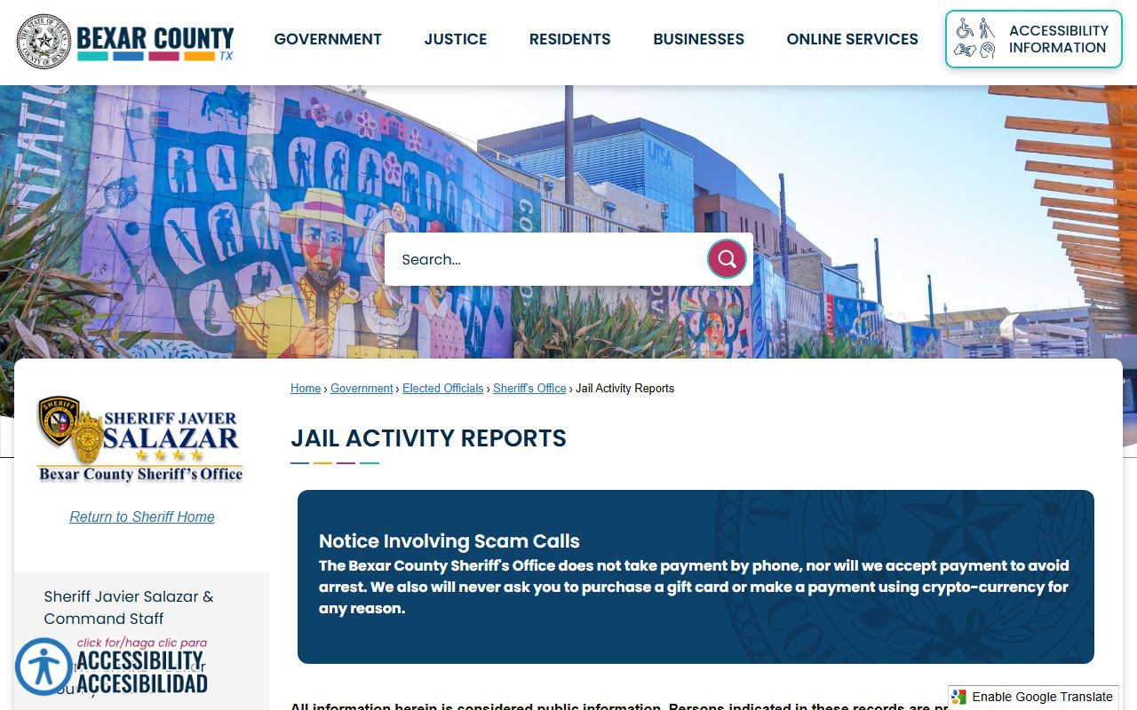 Bexar County Released Inmates Bexar County Jail Activity Reports