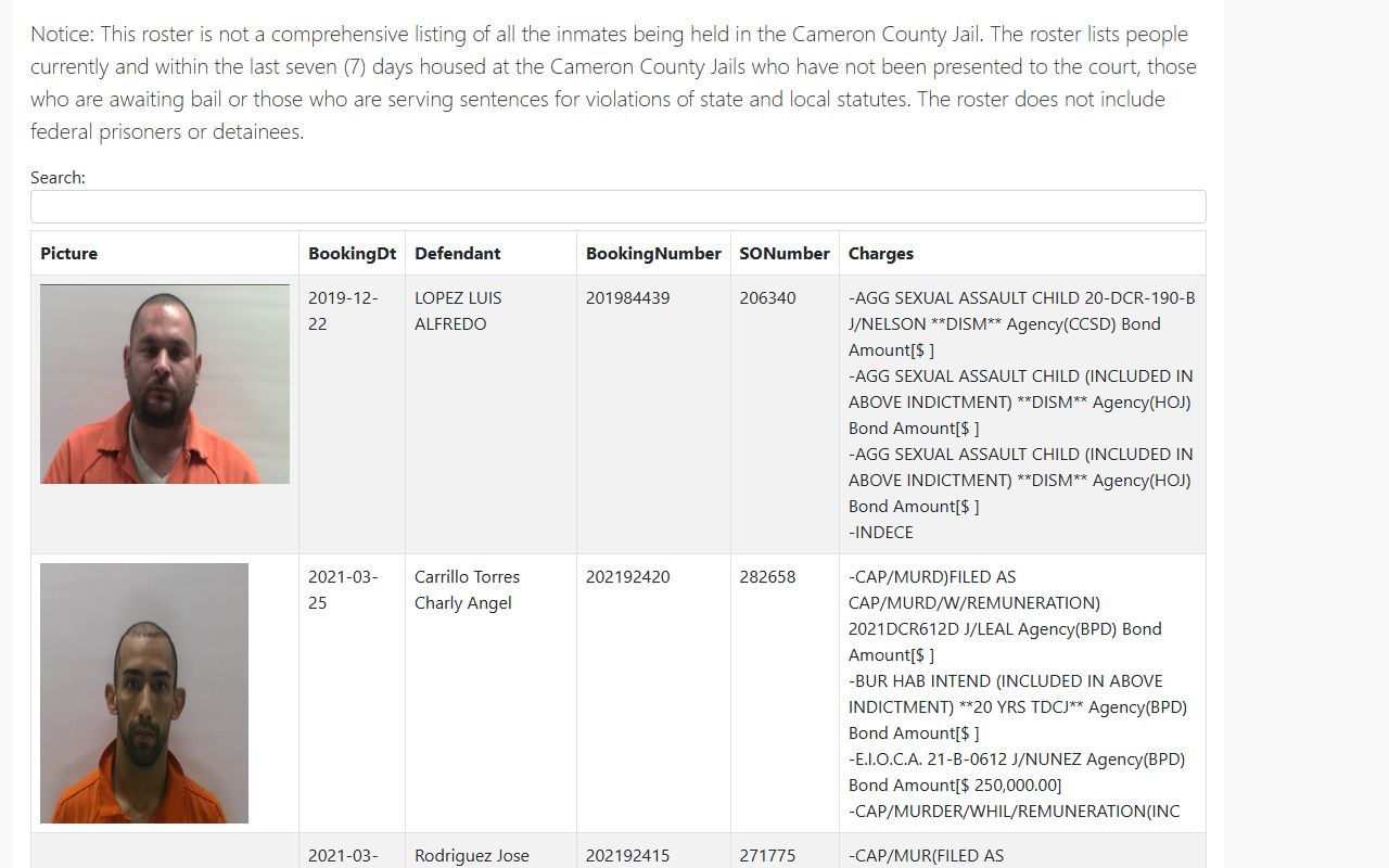 Cameron County Released Inmates Cameron County Inmate List