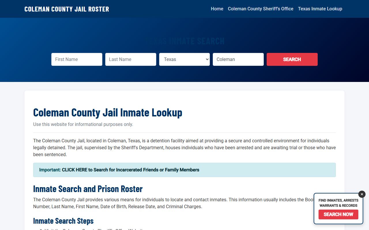 Coleman County Released Inmates Coleman County Jail Roster