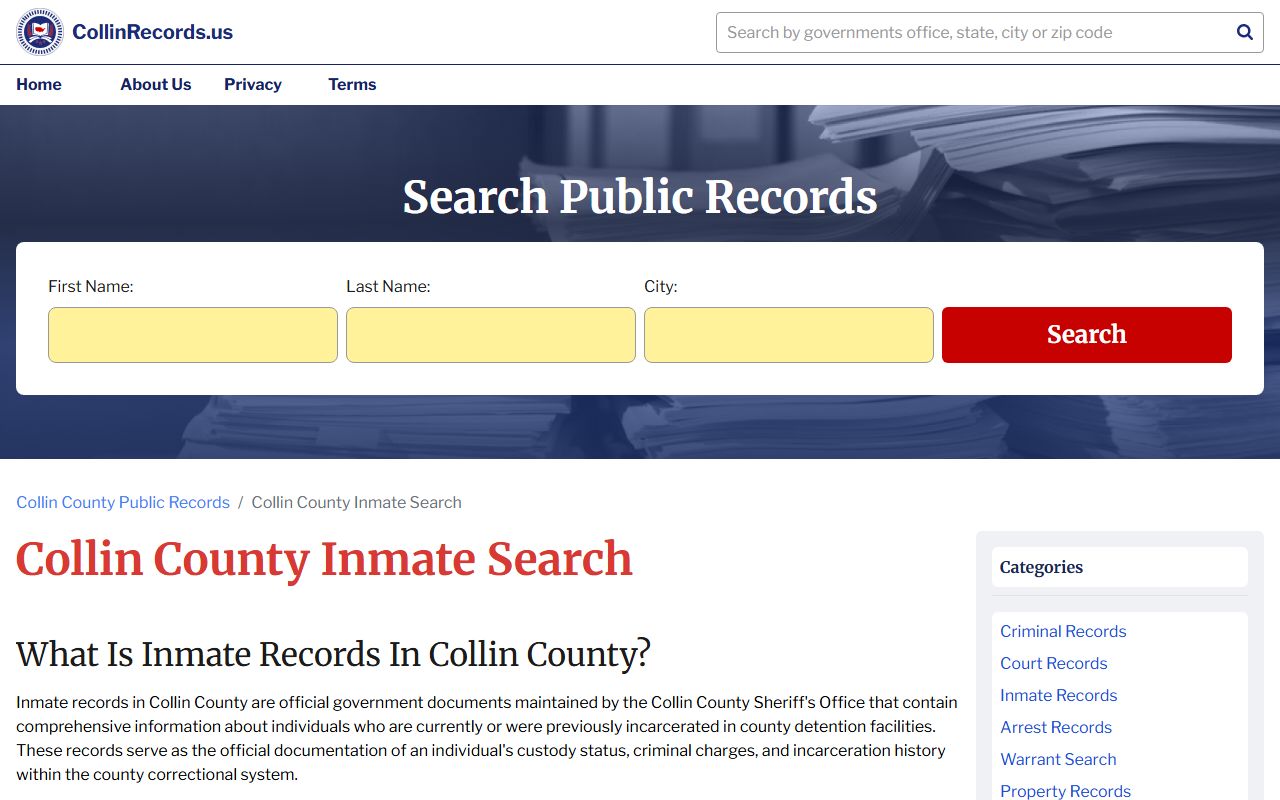 Collin County Released Inmates Collin County Inmate Search Portal