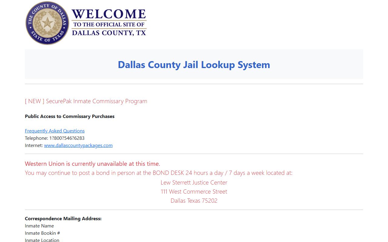 Dallas County Released Inmates Dallas County Jail Lookup System