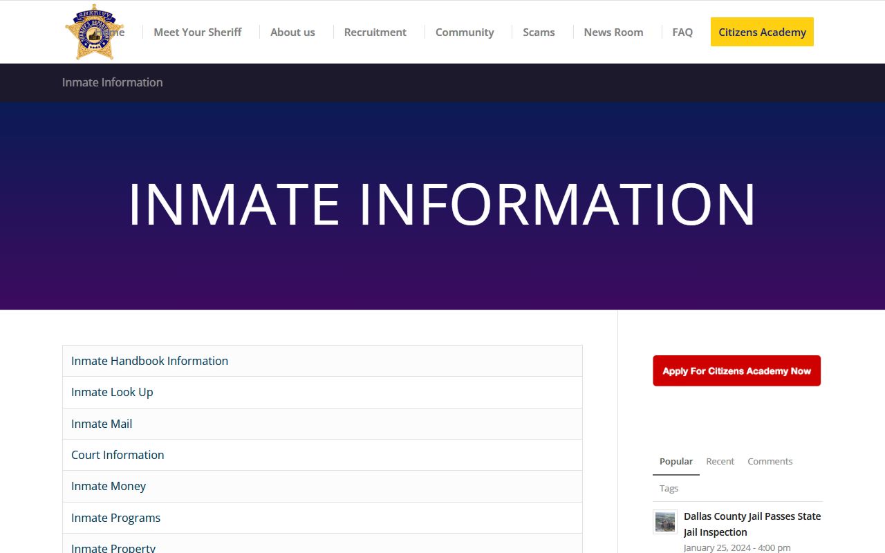 Dallas County Released Inmates Dallas County Sheriff Inmate Information