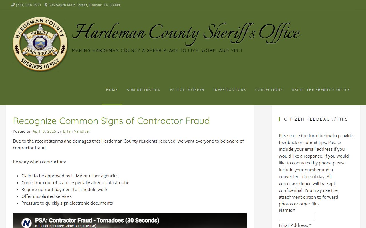 Hardeman County Released Inmates Hardeman County Sheriff's Office