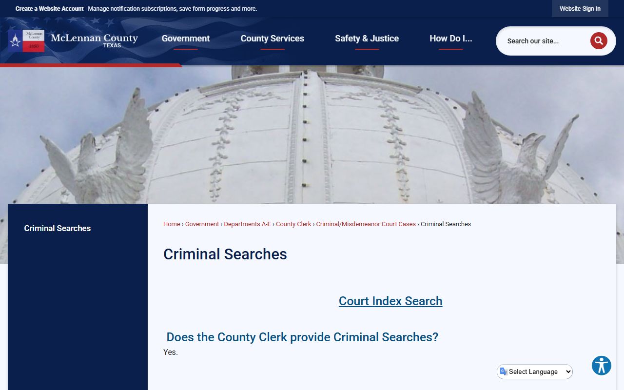 McLennan County Released Inmates McLennan County Criminal Searches