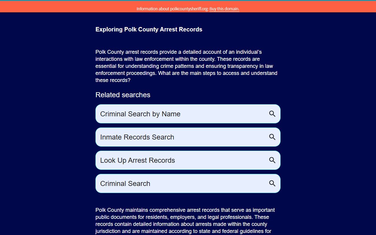 Polk County Released Inmates Polk County Sheriff's Office