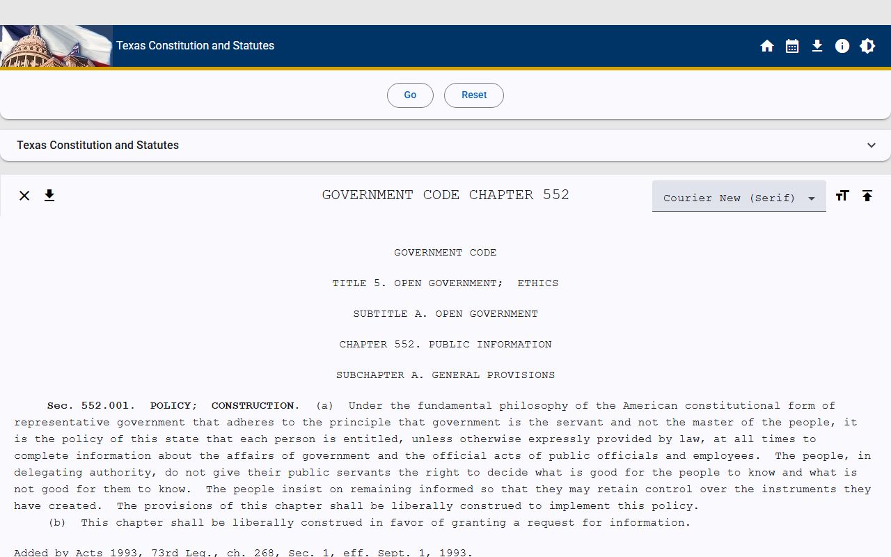 Texas Government Code Chapter 552 Released Inmates